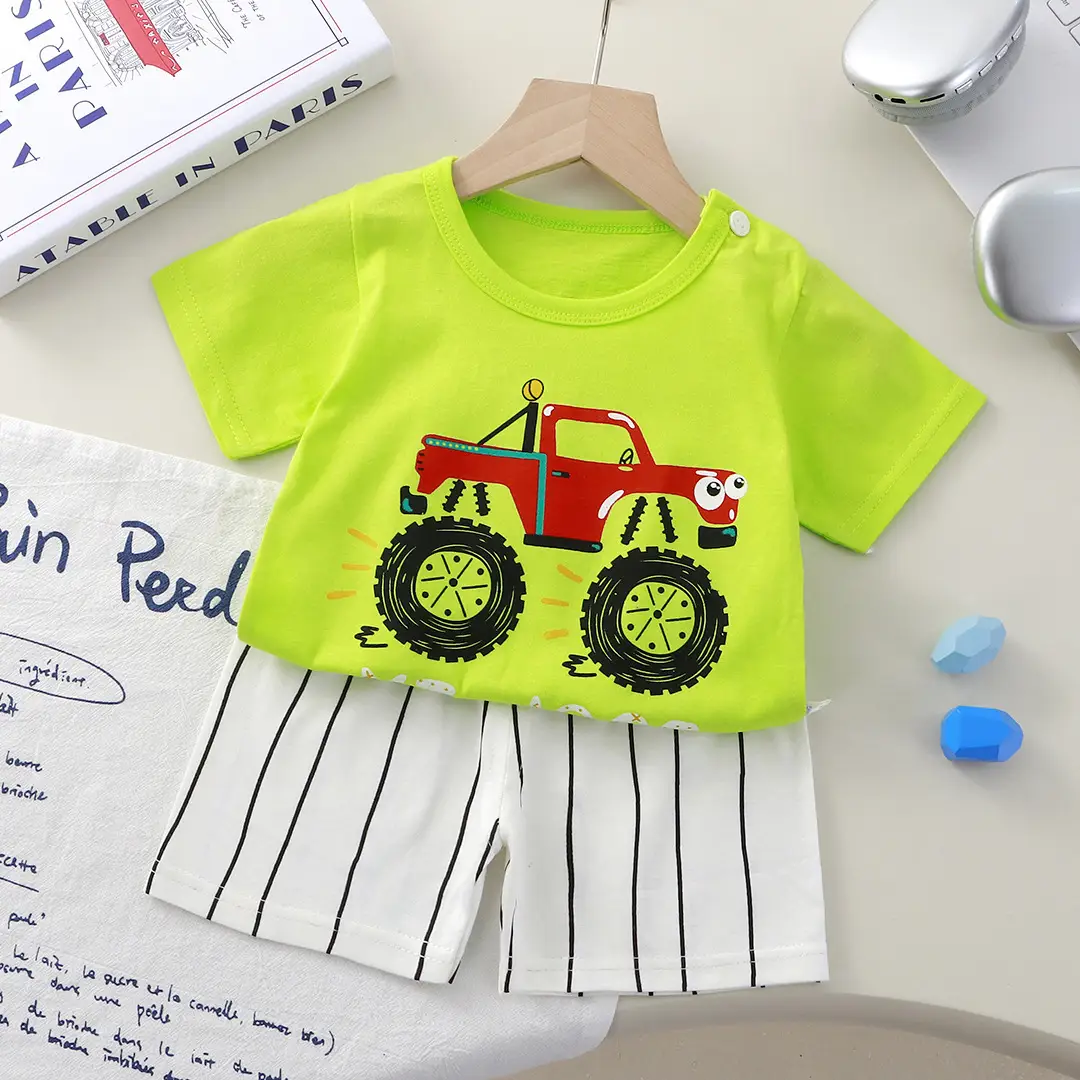 New Boys Cotton Bunny Print Suit Yellow Pink - Image 10