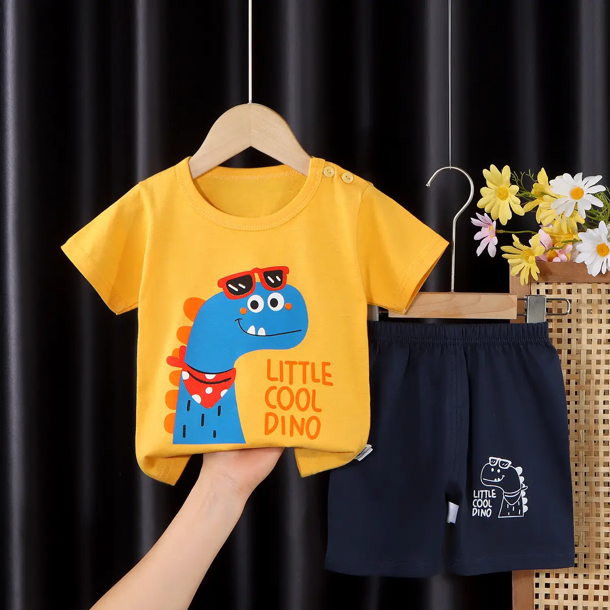 New Boys Cotton Bunny Print Suit Yellow Pink - Image 12