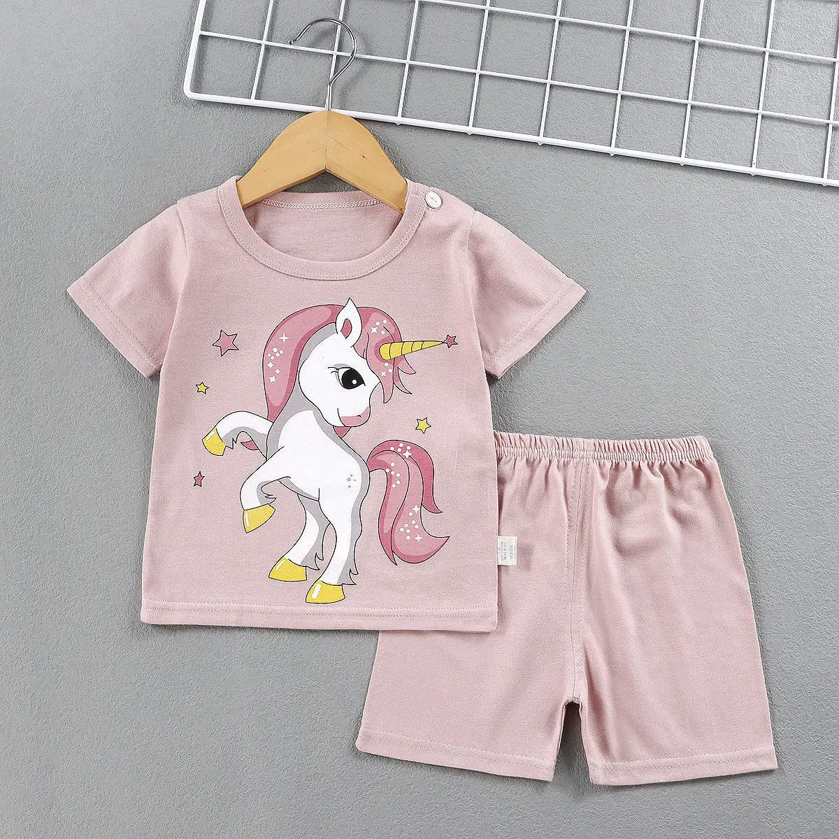 New Boys Cotton Bunny Print Suit Yellow Pink - Image 4