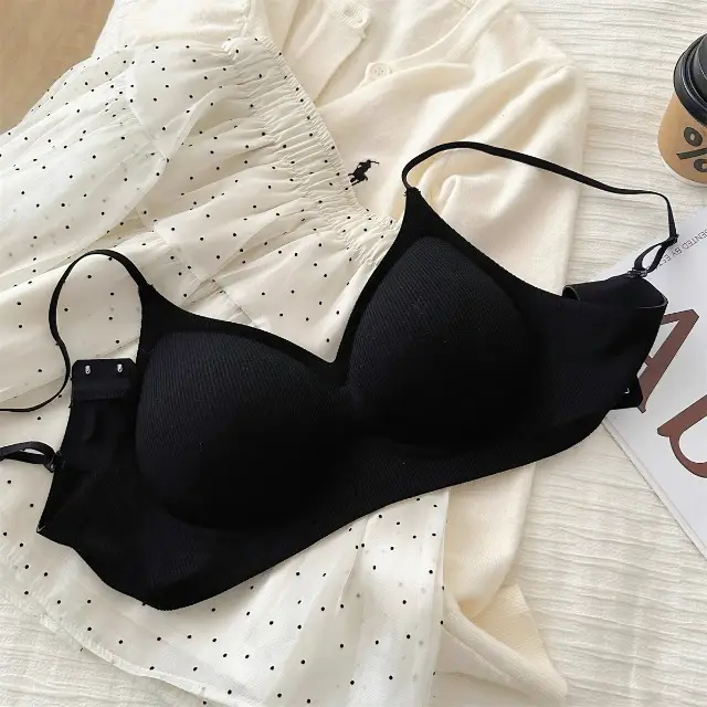 Traceless Sports Underwear Women's One-piece Fixed Cup Small Chest Push-up Large Caricature Chest No Steel Ring Thin Shoulder Bra — feature 27