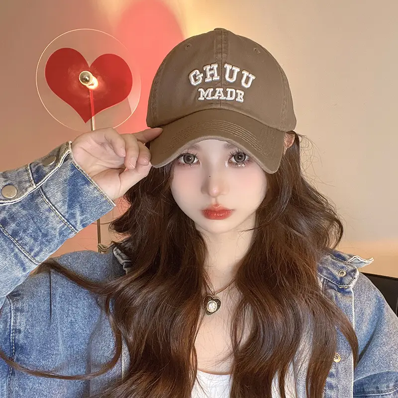 Red Korean Style 3D Letter Embroidered Cap - Image 3