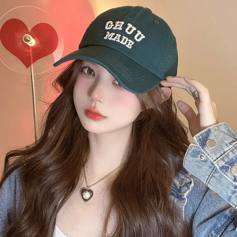 Red Korean Style 3D Letter Embroidered Cap - Image 4