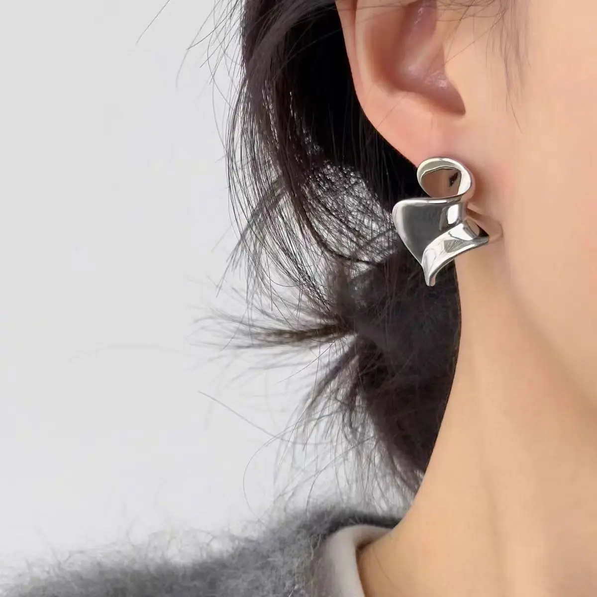 Gold & Silver Irregular Geometric Earrings for Women - Image 4