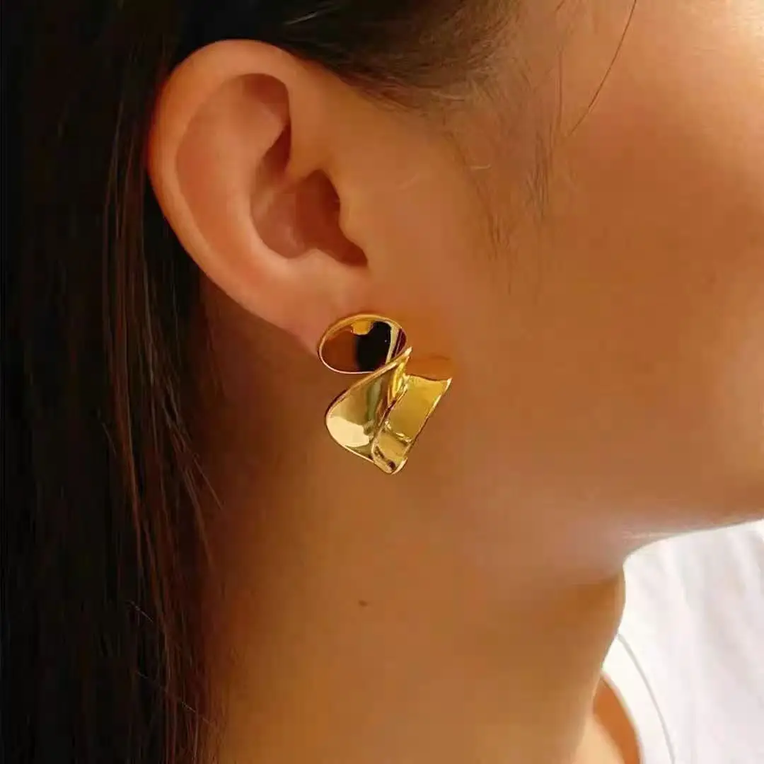 Gold & Silver Irregular Geometric Earrings for Women - Image 6