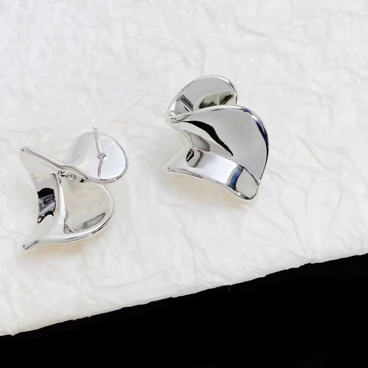 Gold & Silver Irregular Geometric Earrings for Women - Image 2