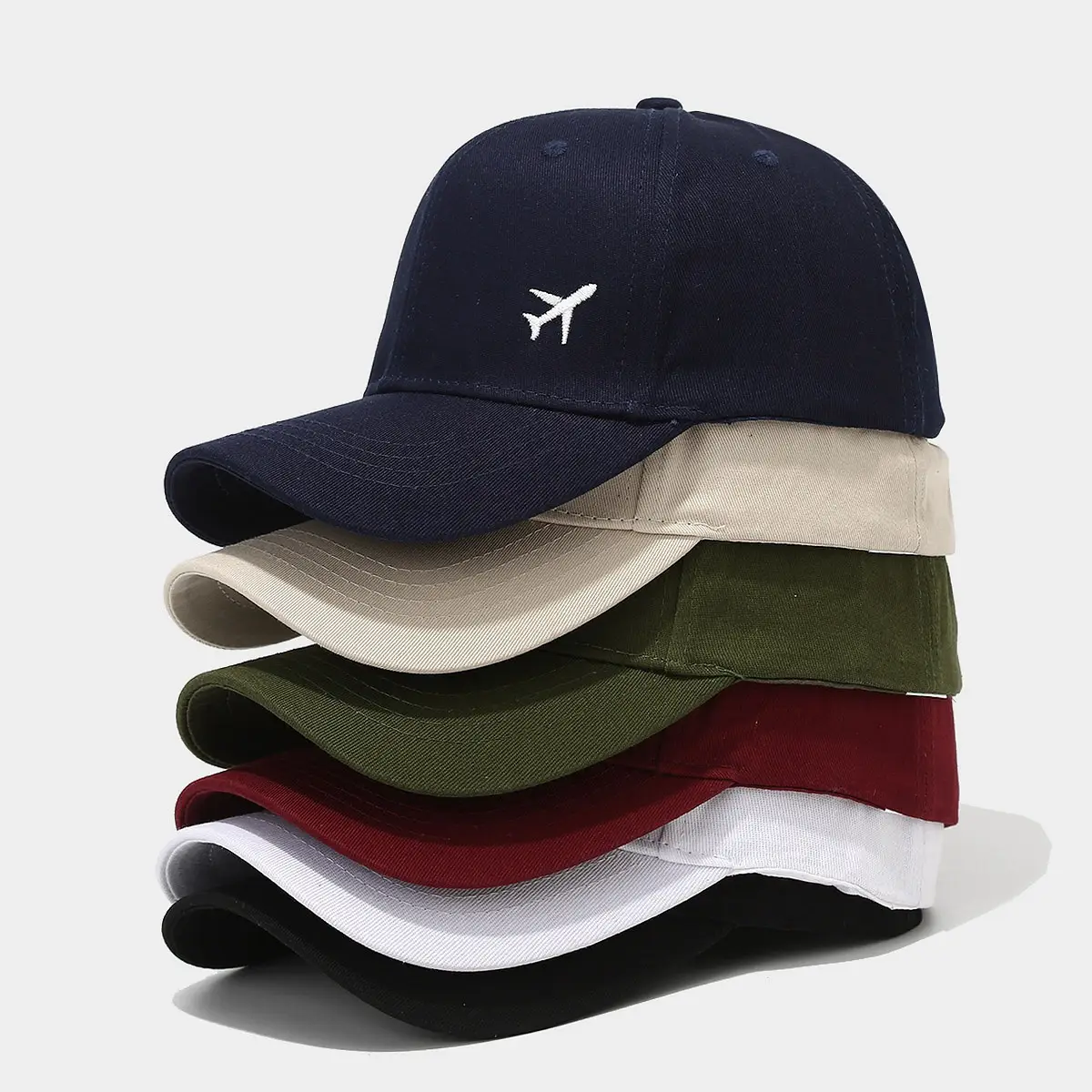 Men's Red Embroidered Baseball Cap with Airplane Logo - Image 7