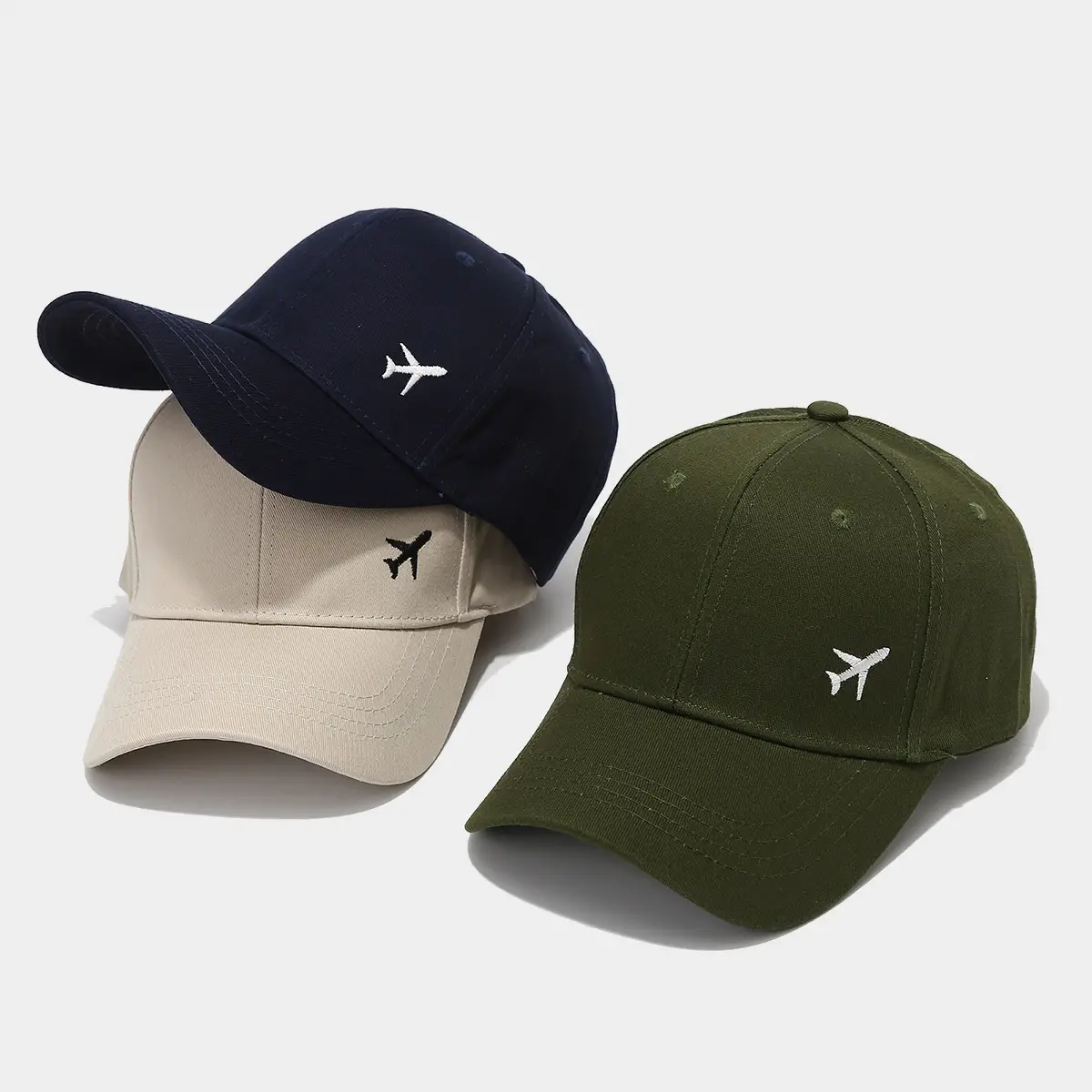 Men's Red Embroidered Baseball Cap with Airplane Logo - Image 9