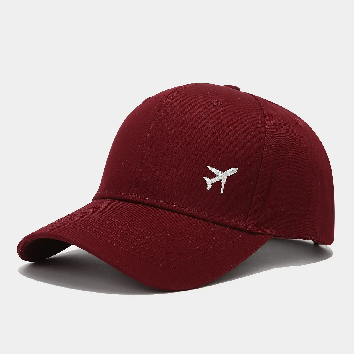 Men's Red Embroidered Baseball Cap with Airplane Logo - Image 6
