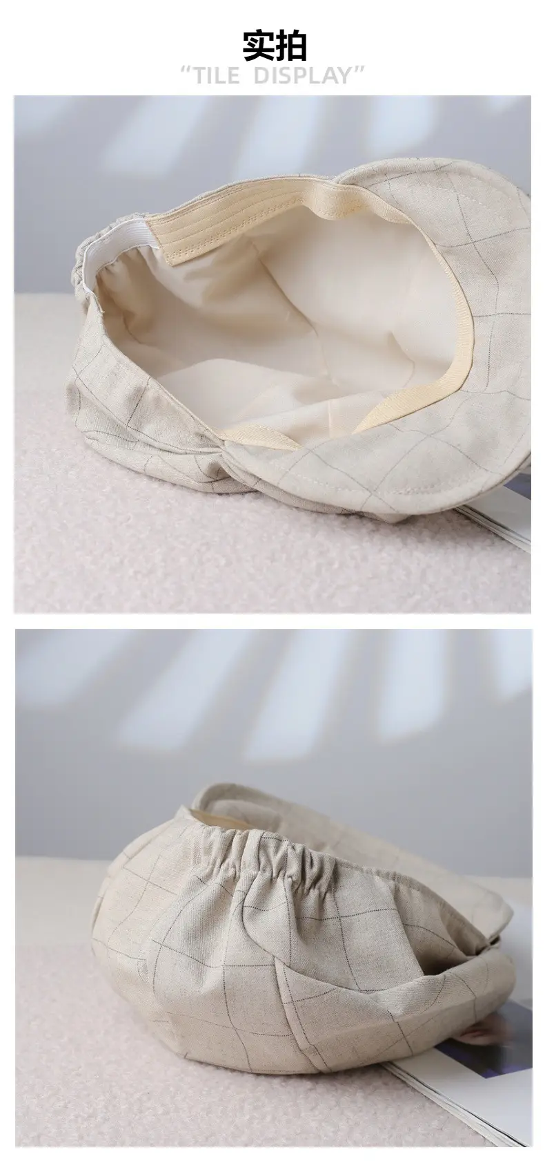 Women's Grey Pleated Beret Cap Spring Summer Wear — feature 4