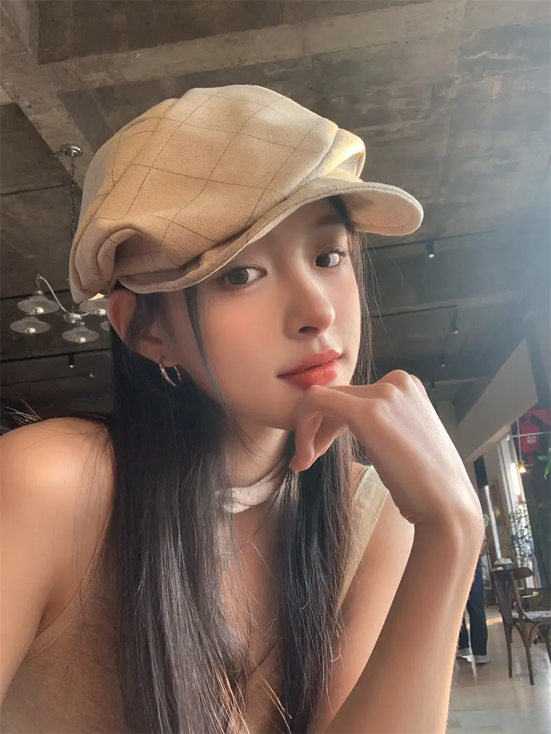 Women's Grey Pleated Beret Cap Spring Summer Wear — feature 5