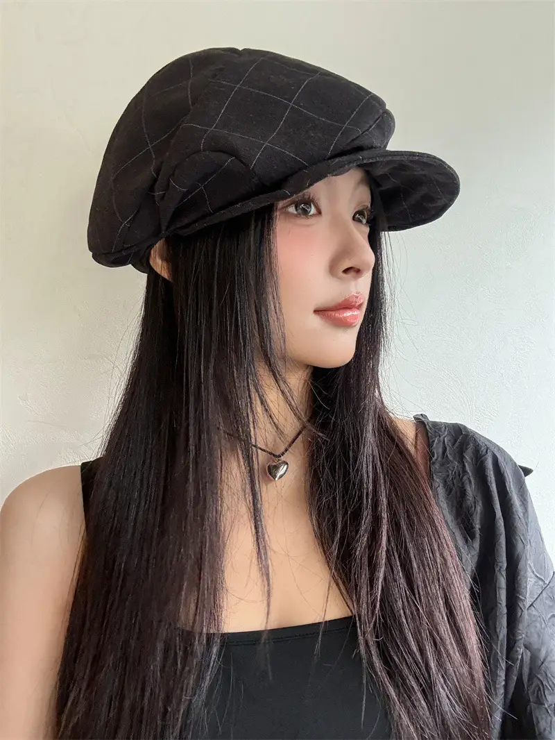 Women's Grey Pleated Beret Cap Spring Summer Wear — feature 9