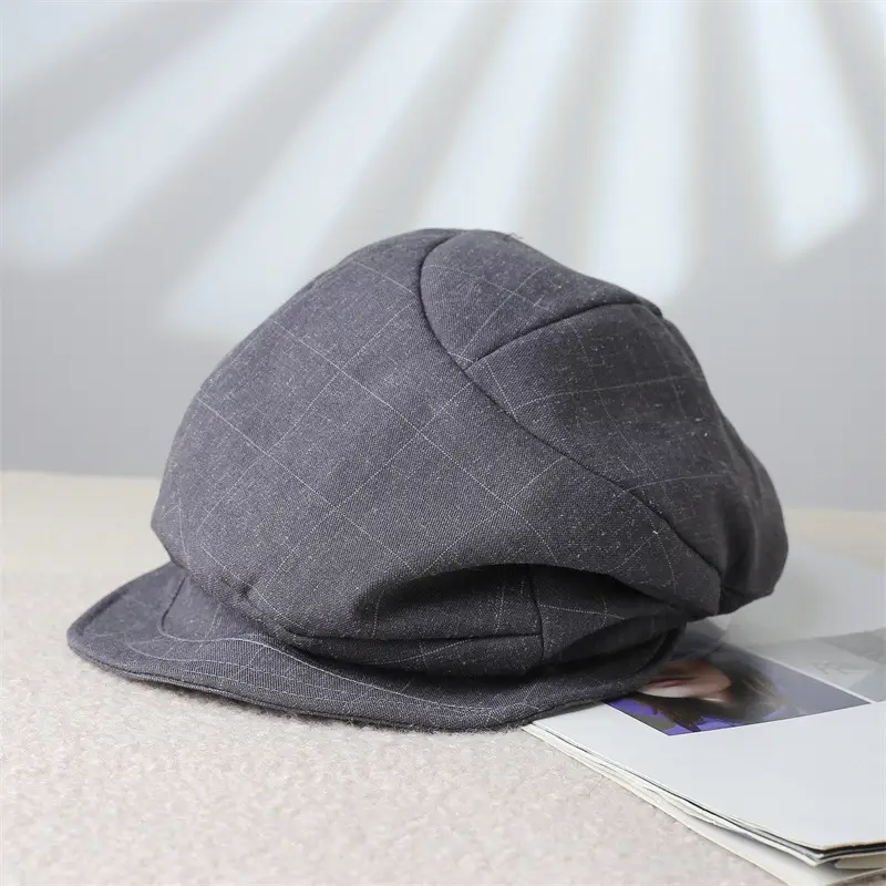 Women's Grey Pleated Beret Cap Spring Summer Wear