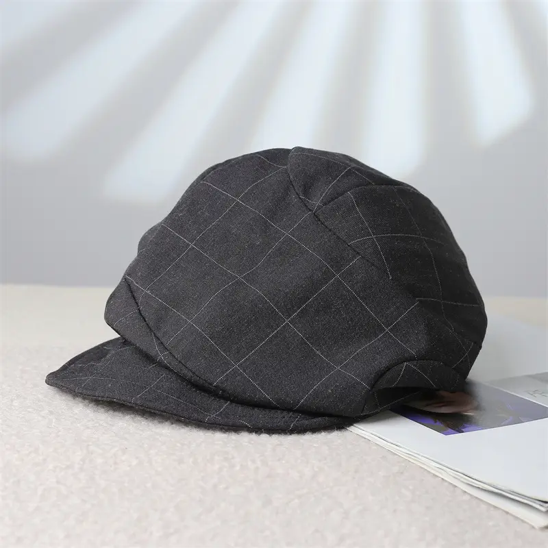 Women's Grey Pleated Beret Cap Spring Summer Wear