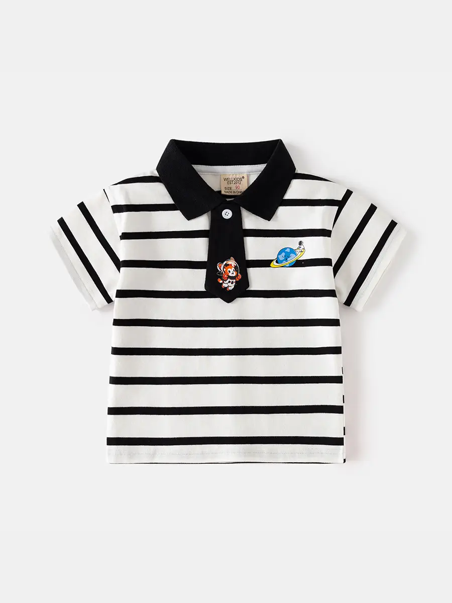 Boys Striped Polo Shirt 2025 Korean Summer - Image 5