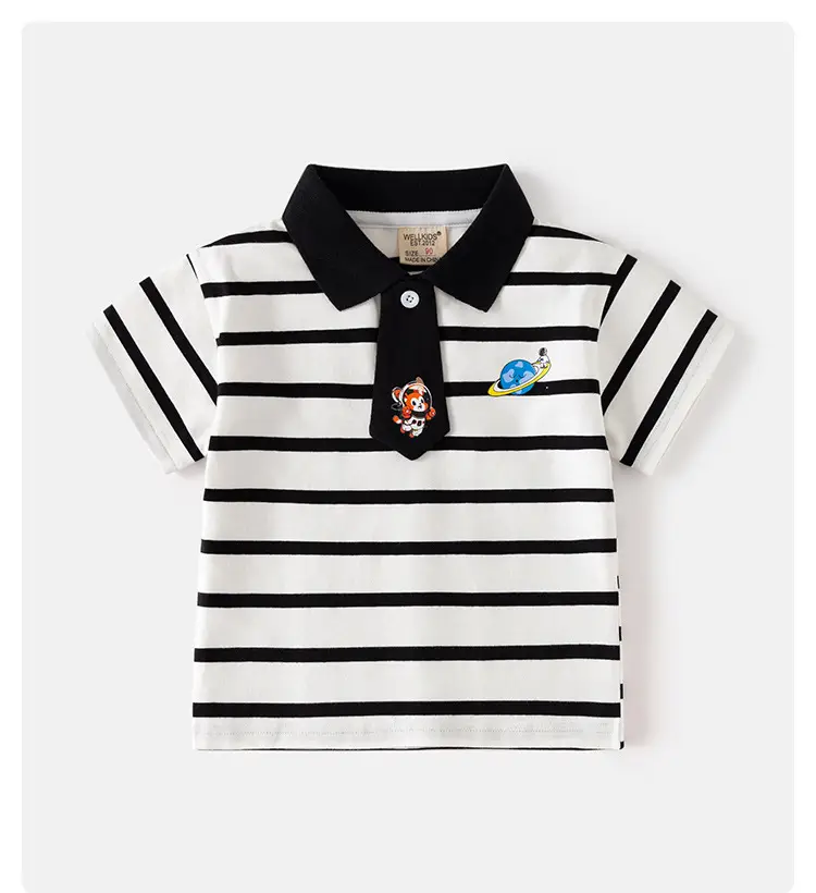 Boys Striped Polo Shirt 2025 Korean Summer — feature 1