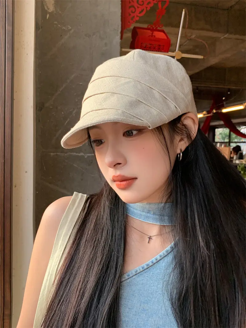 Japanese Style Sunscreen Cap Women Hemp Cap Octagonal — feature 3