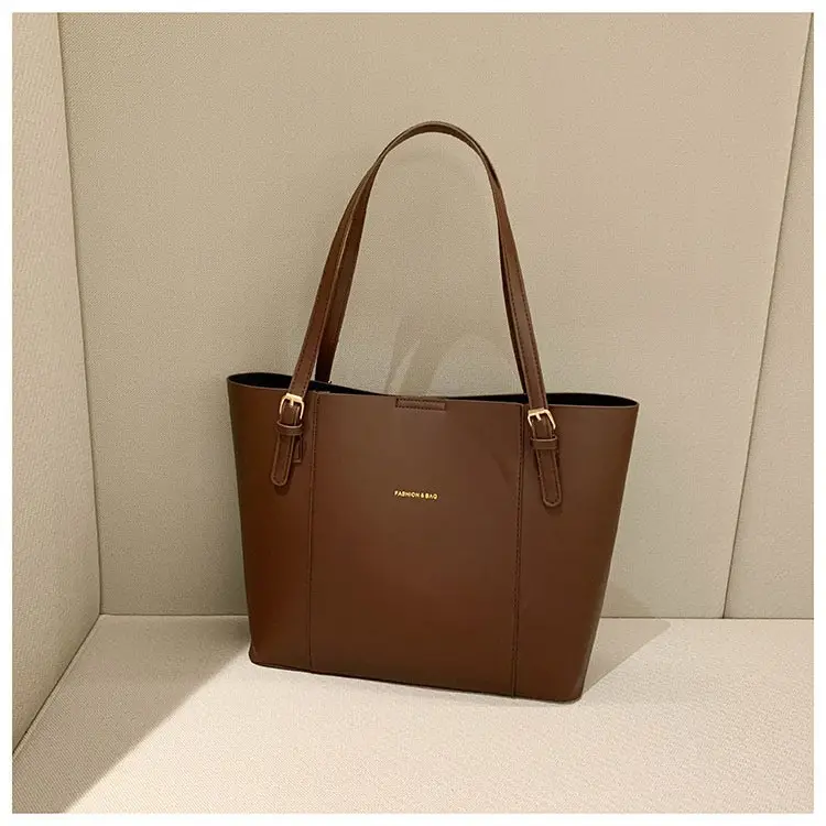 Vintage Brown Beige Shoulder Tote Bag for Women