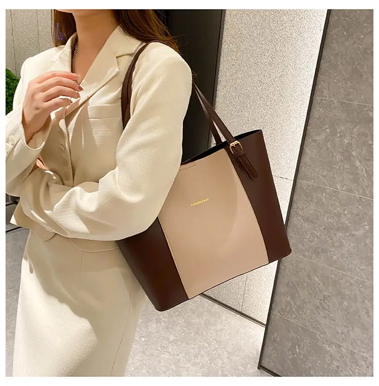 Vintage Brown Beige Shoulder Tote Bag for Women — feature 12