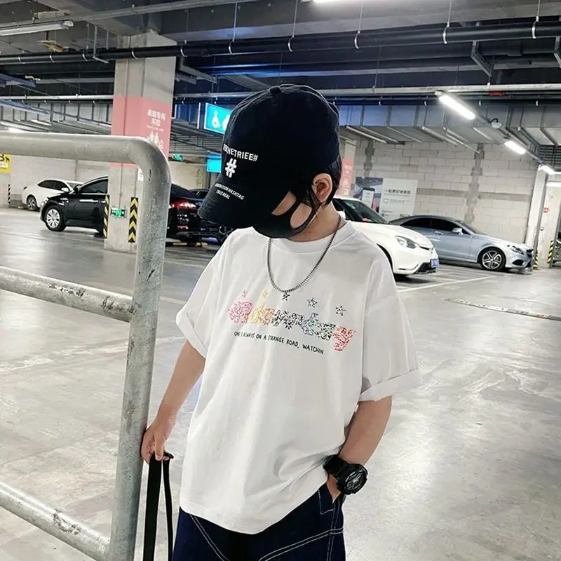 2025 Super Cool Boys T-Shirt Black 100% Cotton Summer