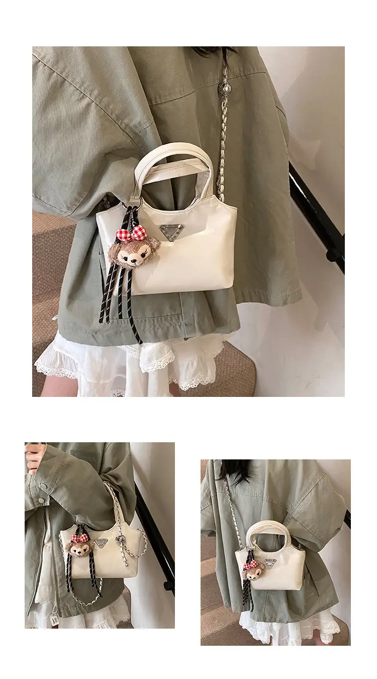 Women's Silver Chain Shoulder Bag with Cute Doll Design — feature 14