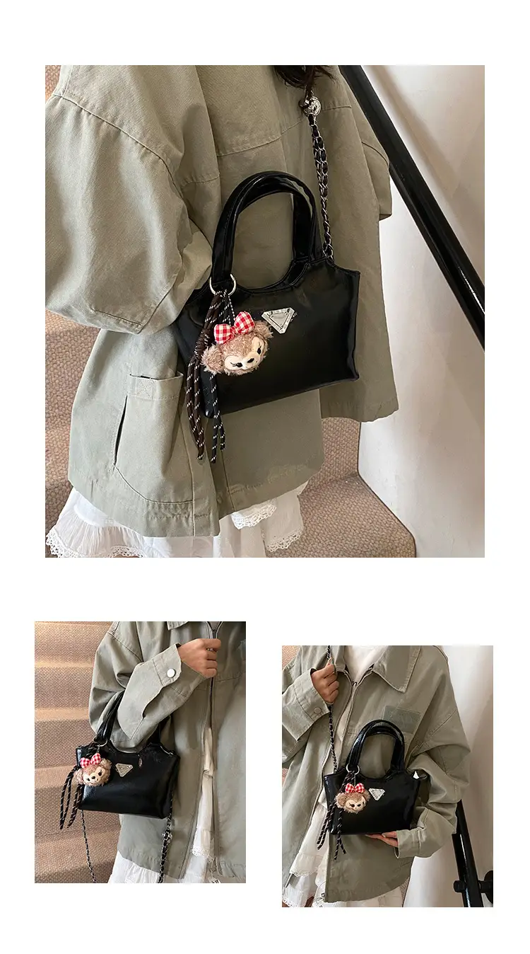 Women's Silver Chain Shoulder Bag with Cute Doll Design — feature 15