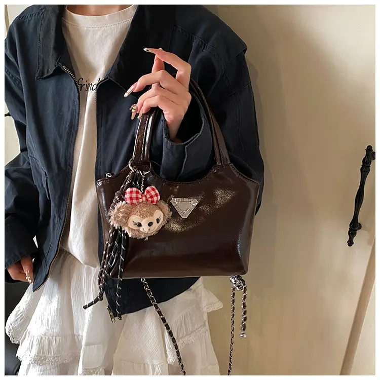 Women's Silver Chain Shoulder Bag with Cute Doll Design — feature 20
