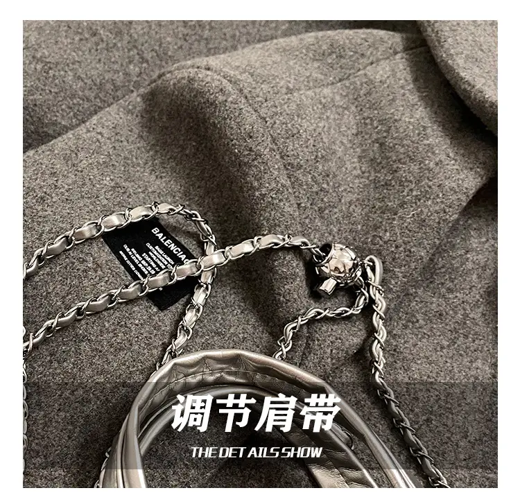 Women's Silver Chain Shoulder Bag with Cute Doll Design — feature 9