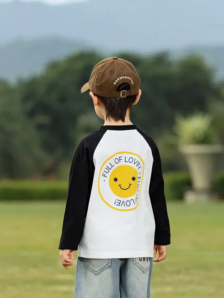 Kids Raglan Sleeve T-Shirt White Black Boys All Season - Image 5