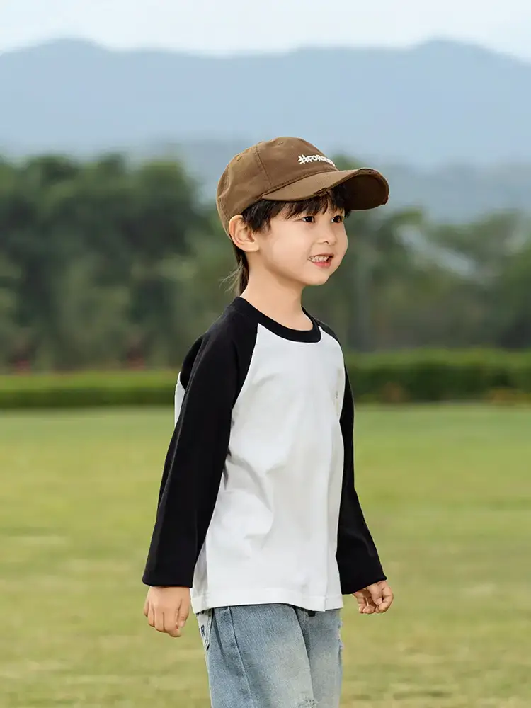 Kids Raglan Sleeve T-Shirt White Black Boys All Season - Image 6