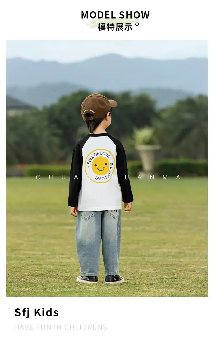 Kids Raglan Sleeve T-Shirt White Black Boys All Season — feature 10