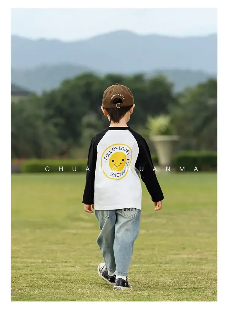 Kids Raglan Sleeve T-Shirt White Black Boys All Season — feature 12