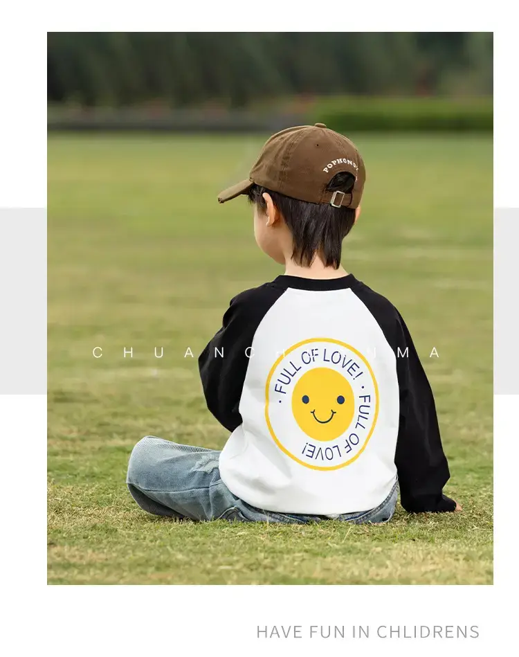 Kids Raglan Sleeve T-Shirt White Black Boys All Season — feature 19