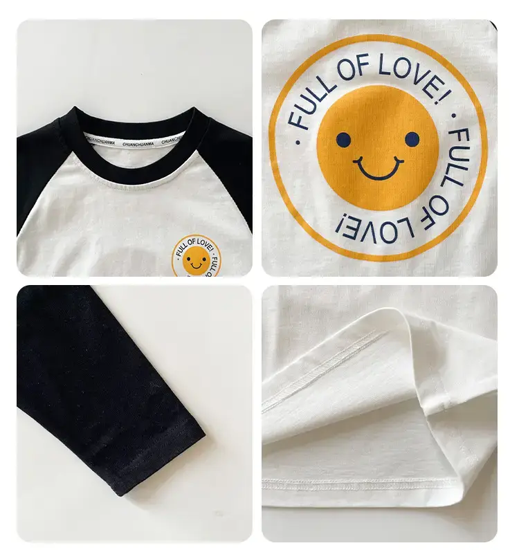 Kids Raglan Sleeve T-Shirt White Black Boys All Season — feature 5