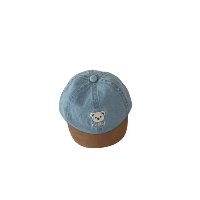 Baby Denim Cap with Bear Embroidery 1-2Yrs - Image 8