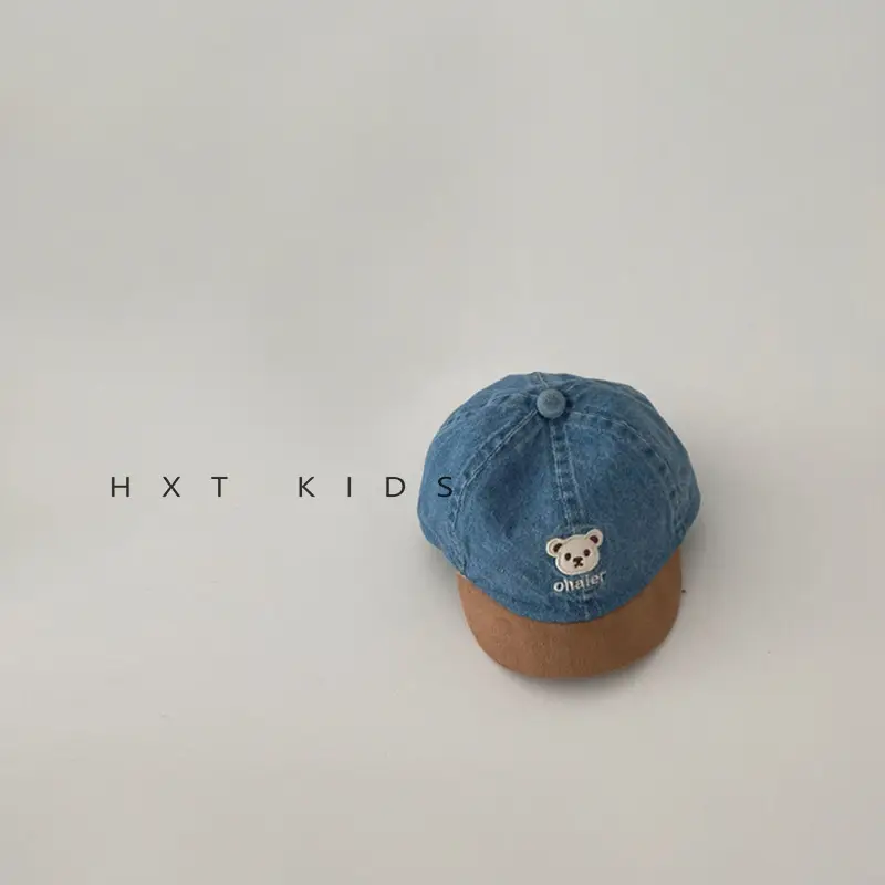 Baby Denim Cap with Bear Embroidery 1-2Yrs - Image 2