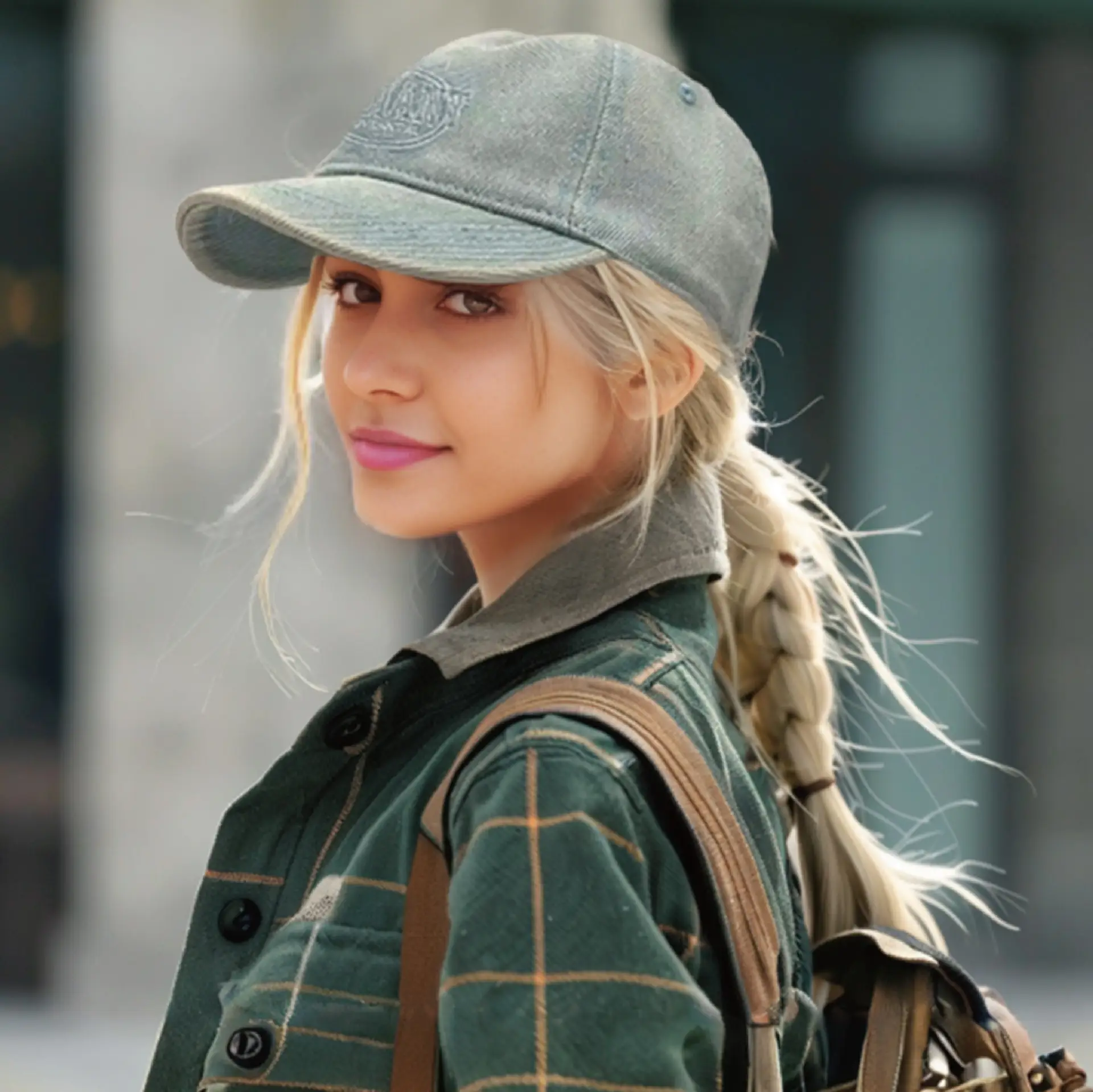 Women's Blue Embroidered Washed Baseball Cap - Image 5
