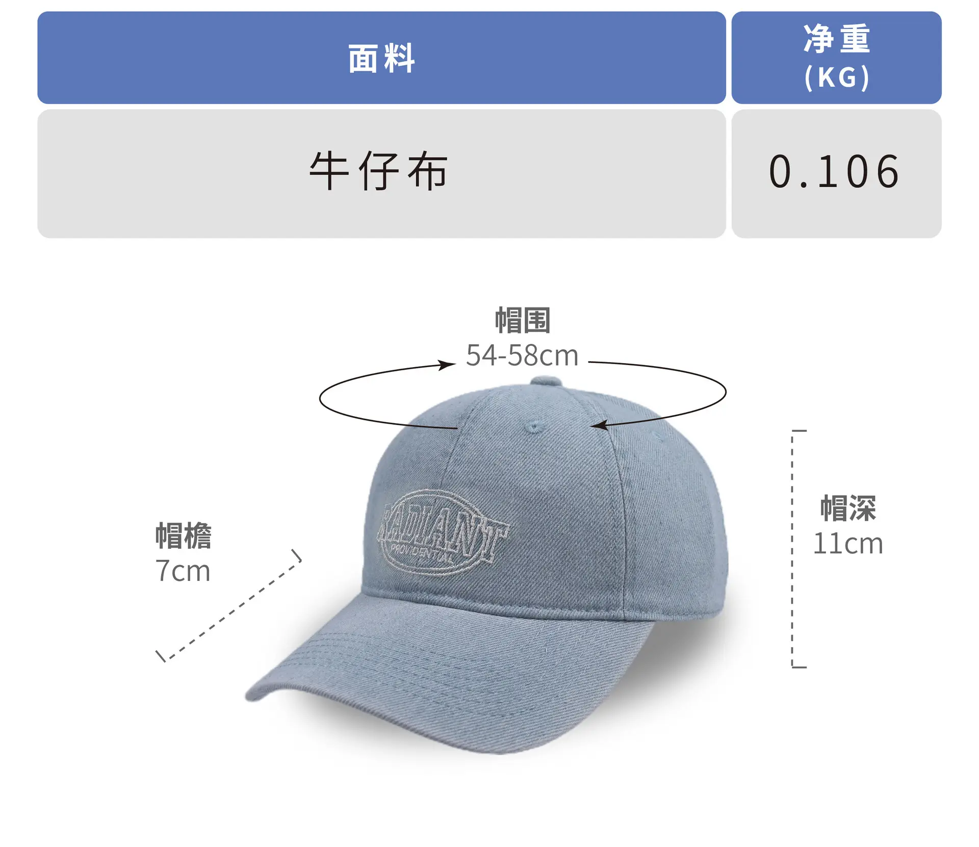 Women's Blue Embroidered Washed Baseball Cap — feature 3