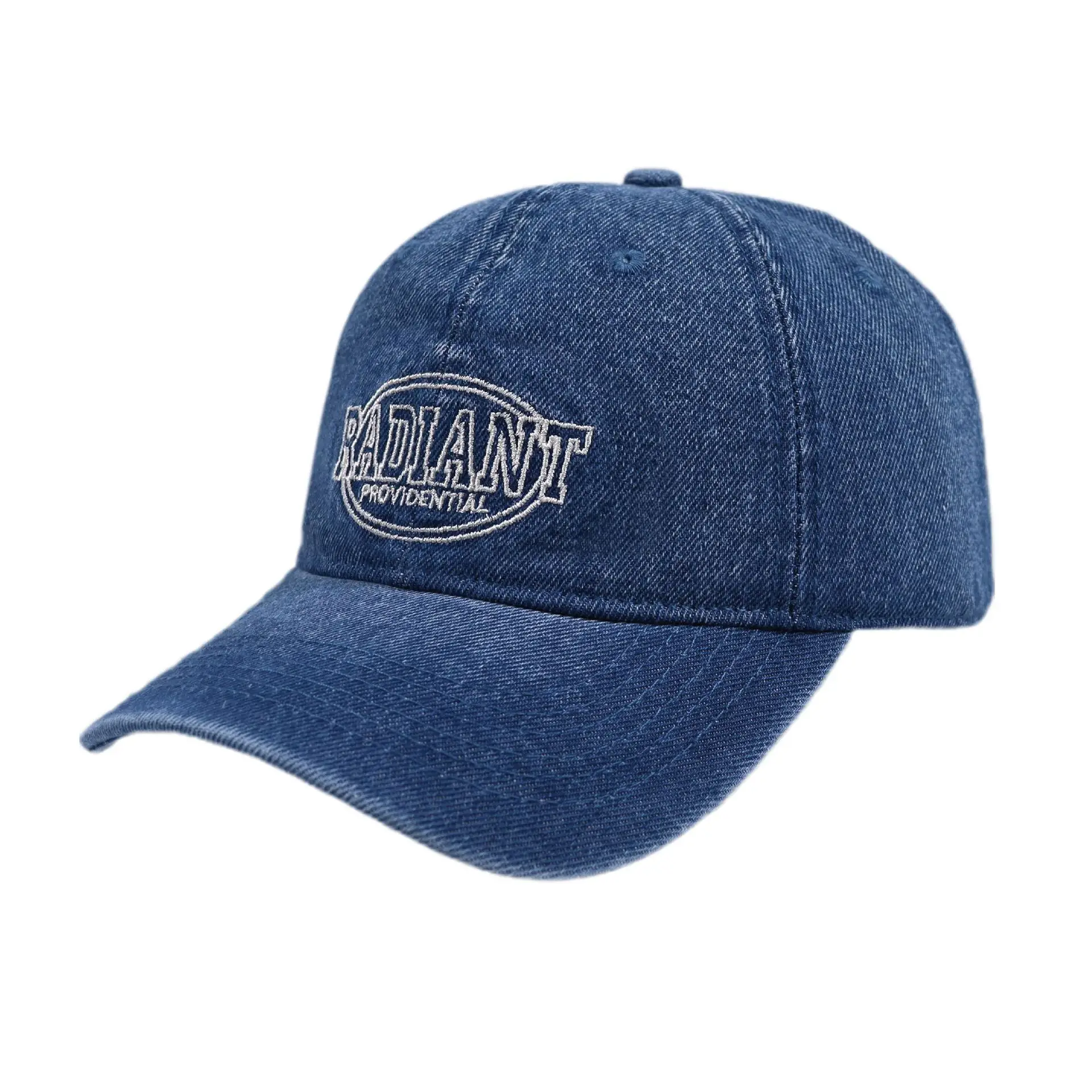 Women's Blue Embroidered Washed Baseball Cap - Image 3