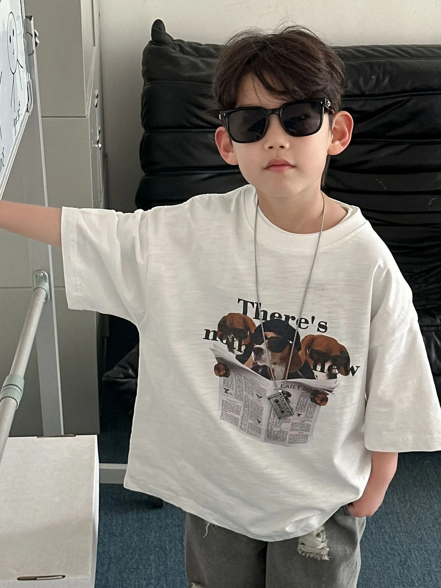 Boy Cotton Graphic T-Shirt White Medium Summer Wear — feature 3