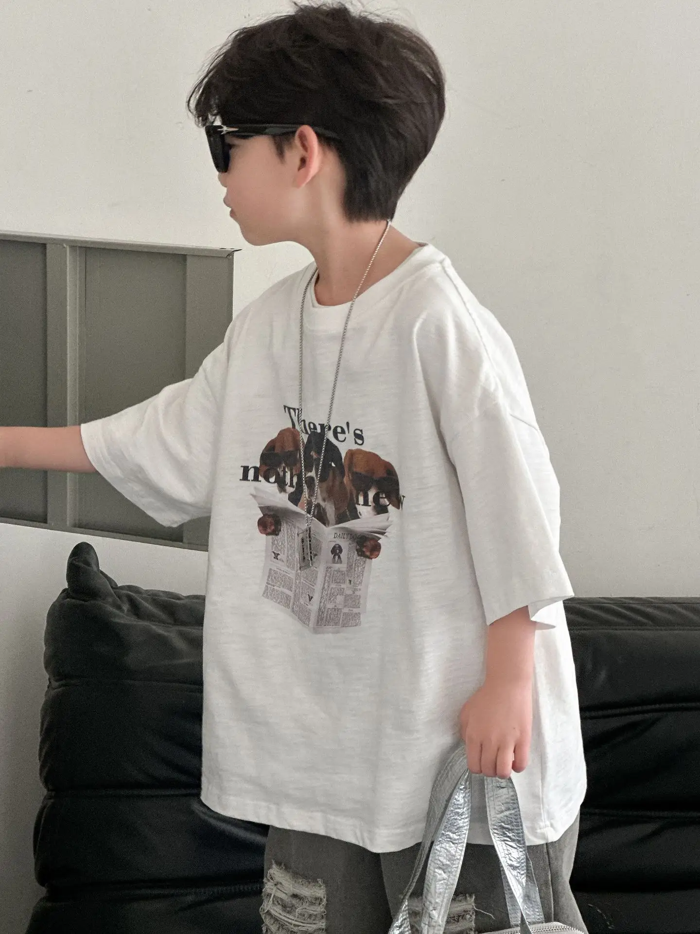 Boy Cotton Graphic T-Shirt White Medium Summer Wear — feature 6