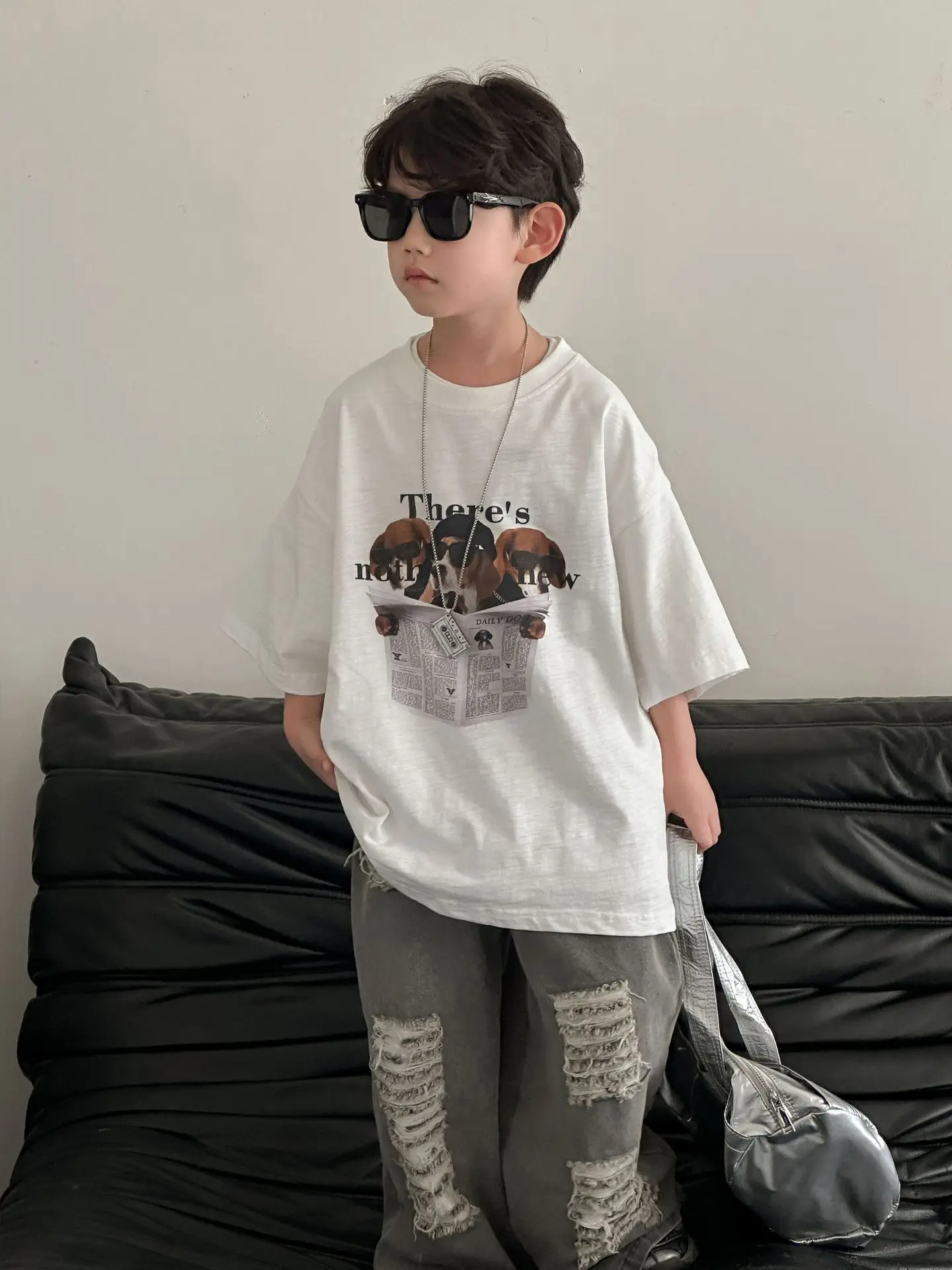 Boy Cotton Graphic T-Shirt White Medium Summer Wear — feature 7
