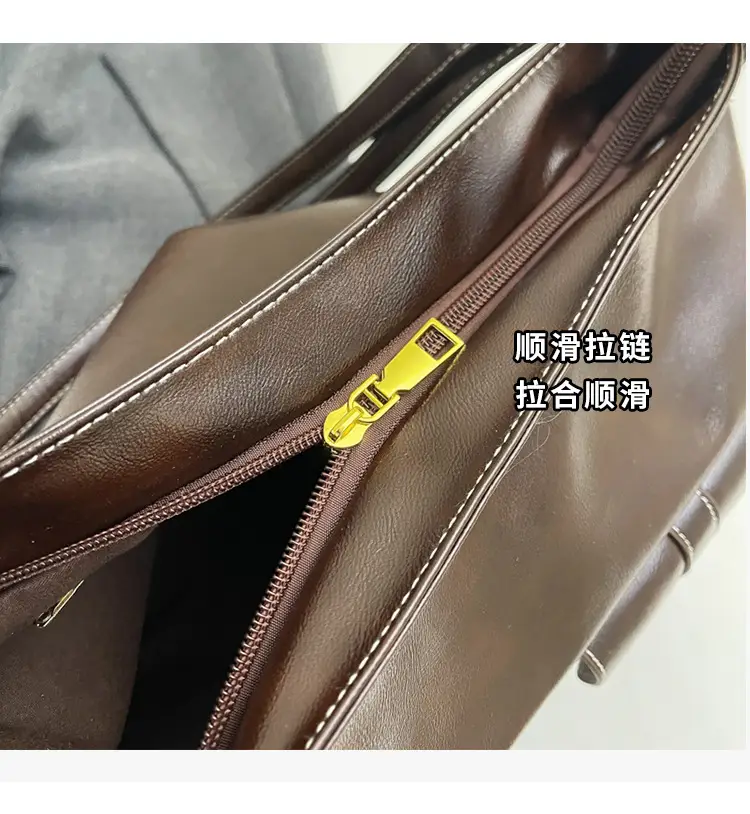 Women Retro Brown Leather Shoulder Bag with Teddy Bear Charm — feature 4
