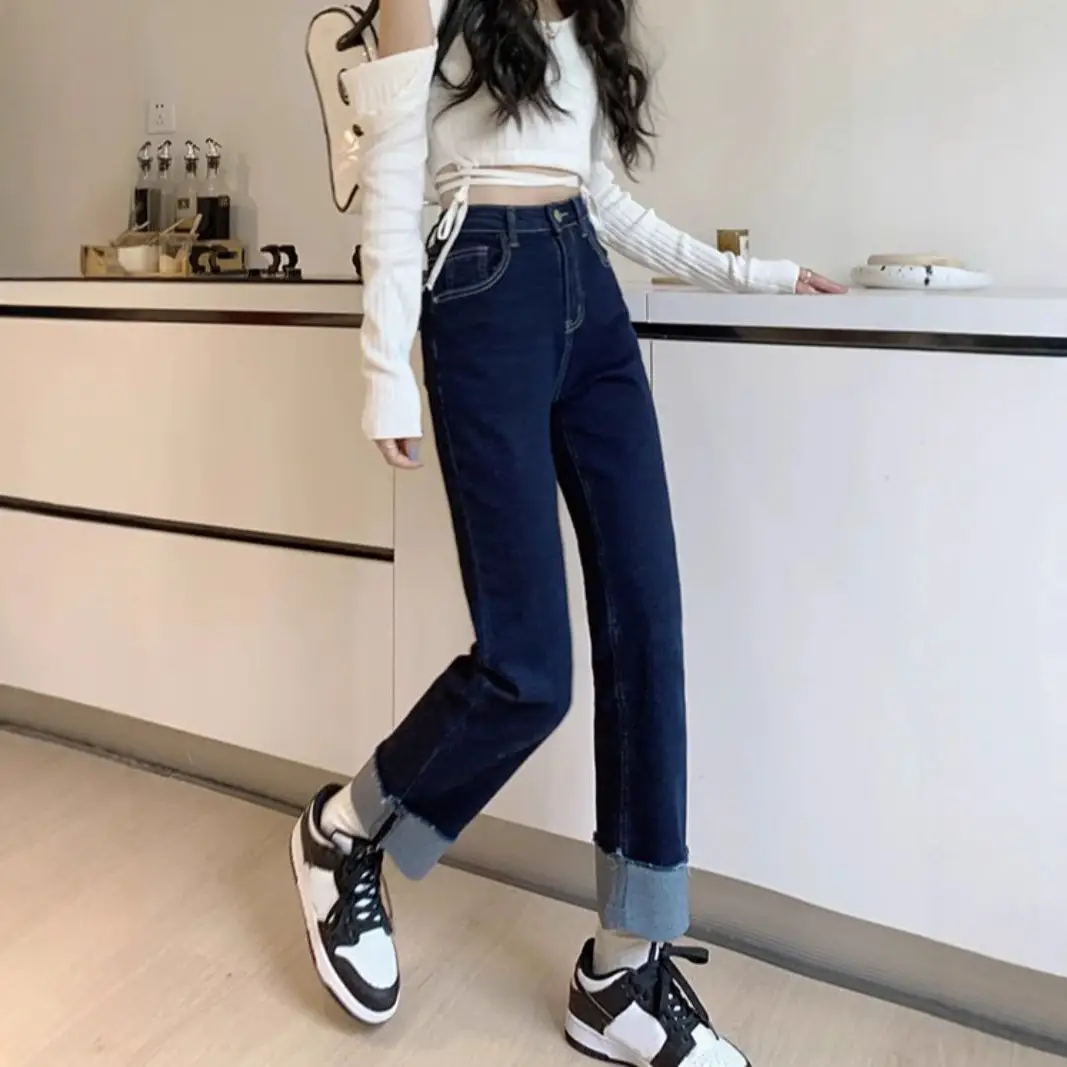 Dark Blue Slim Fit High Waist Jeans for Women
