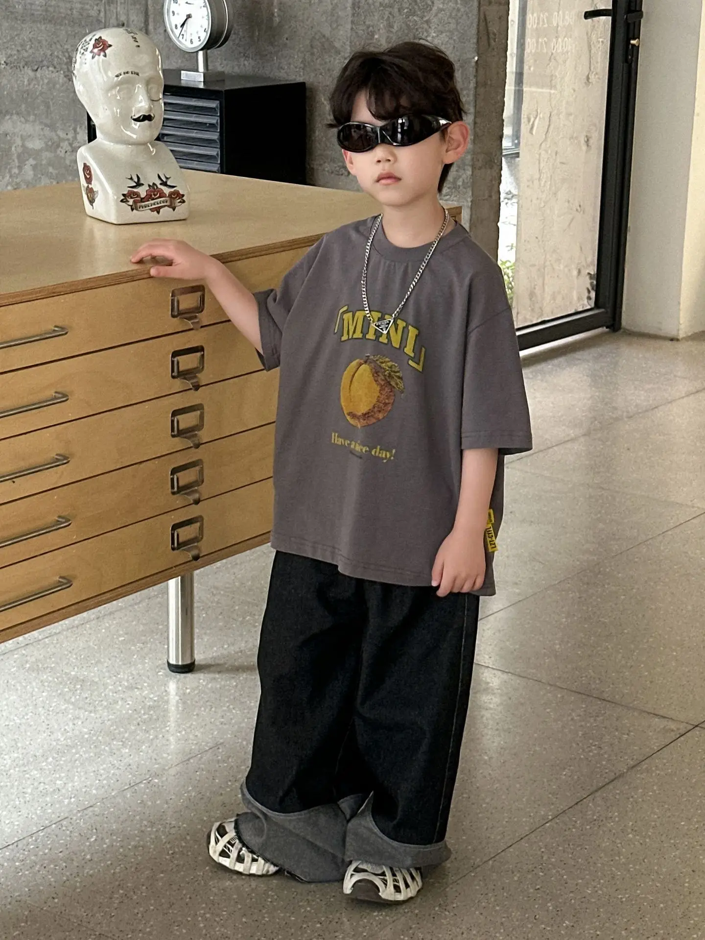 Boys Pure Cotton Summer T-Shirt White T-Neck — feature 16