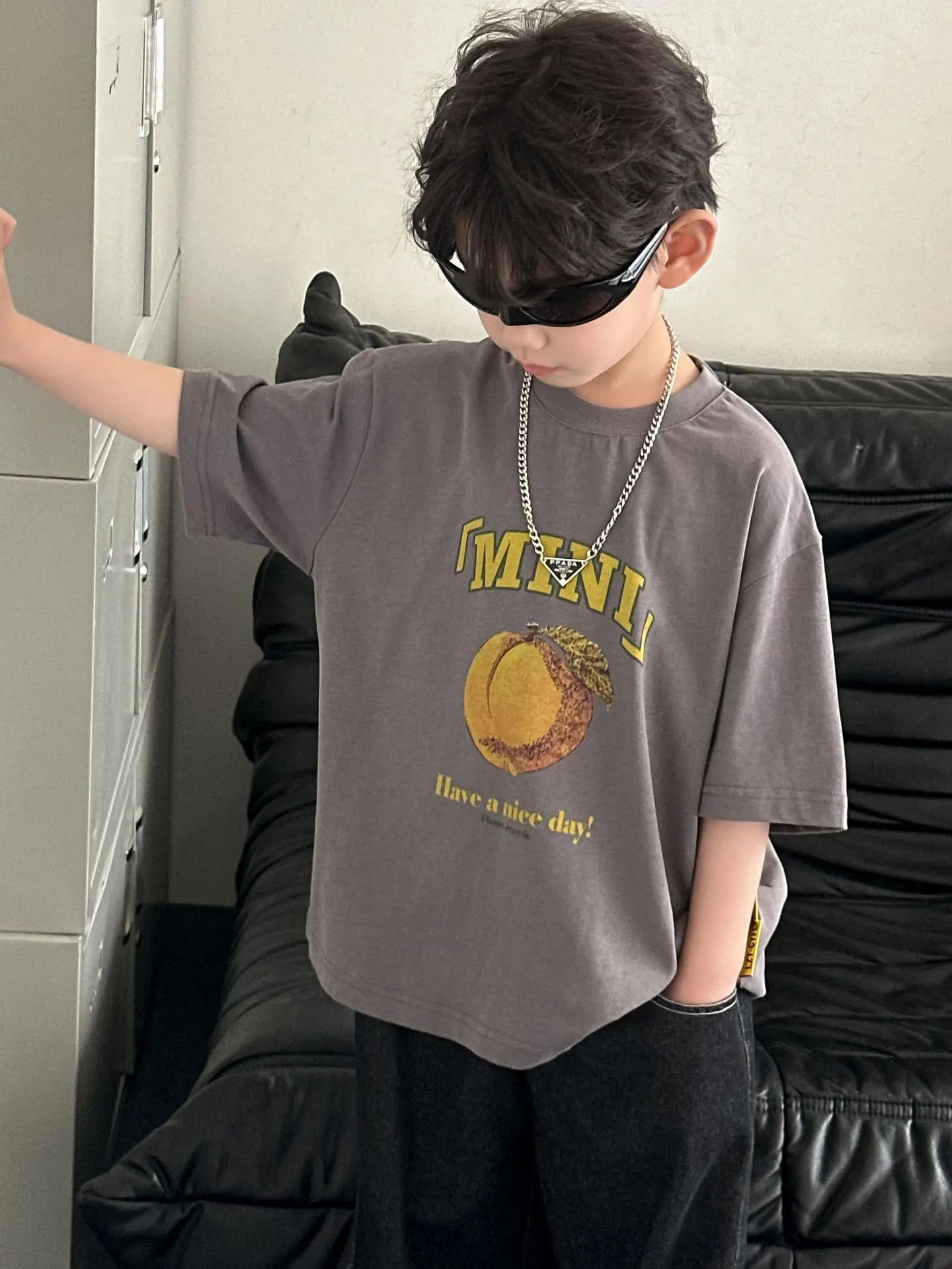 Boys Pure Cotton Summer T-Shirt White T-Neck — feature 18