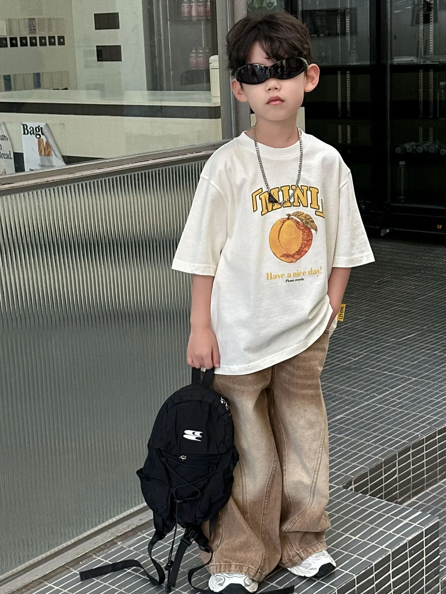 Boys Pure Cotton Summer T-Shirt White T-Neck — feature 8