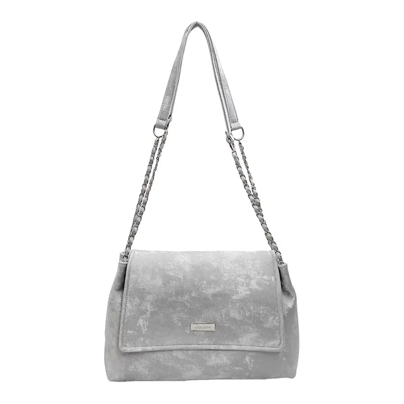 Korean Style Silver Chain Shoulder Bag for Women