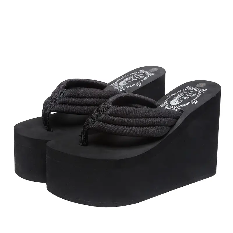 Bohemian Women's 11cm Flip-Flops Summer Non-Slip Thick Slippers Sandals Mid-Heel Beach Shoes Trendy Korean - Image 6
