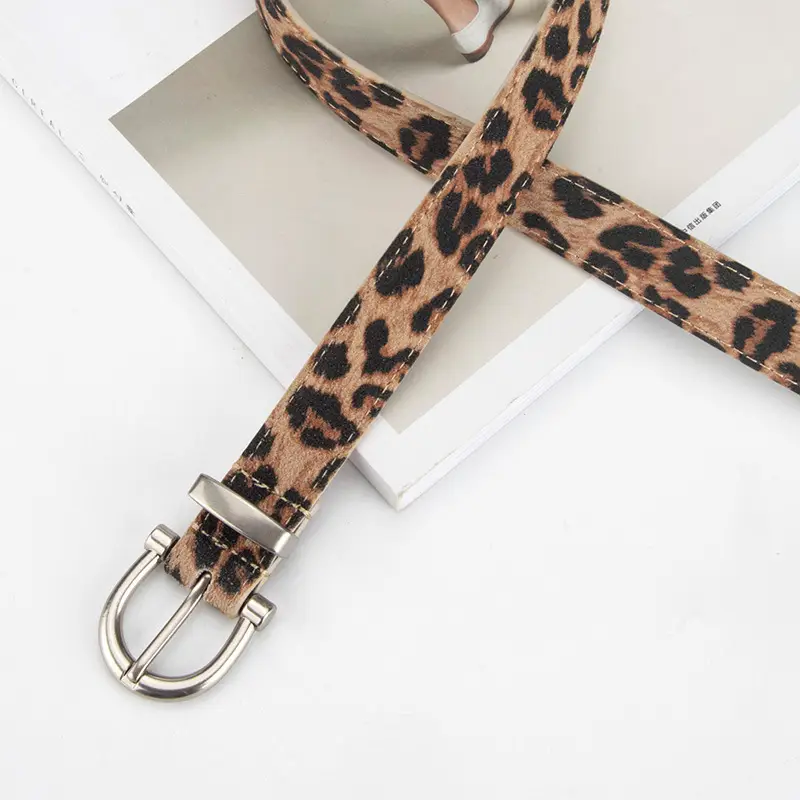 Custom Belt Leopard Snakeskin Print Women Fashion Alloy Buckle