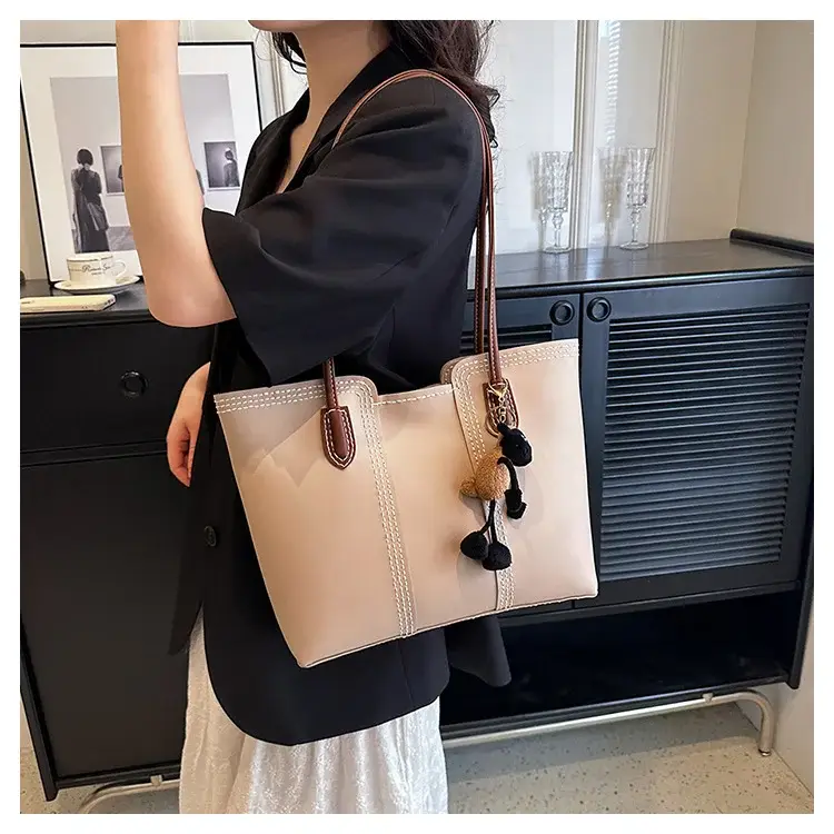 Brown DIY Handmade Stitching Tote Bag Large Capacity — feature 12